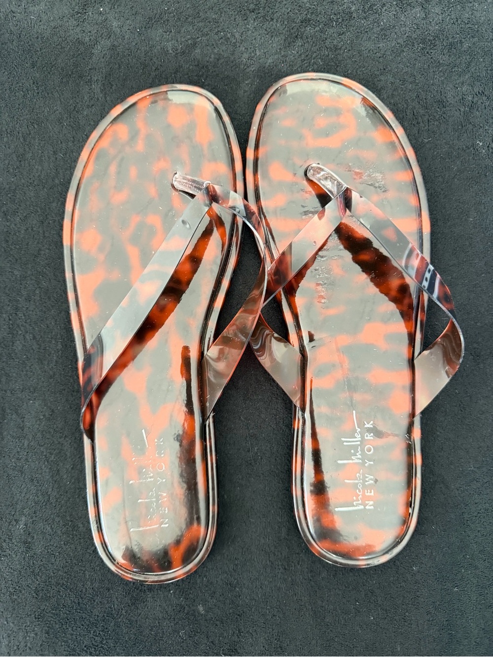 Nicole Miller Tortoiseshell Jelly Sandals - Brown/Orange
